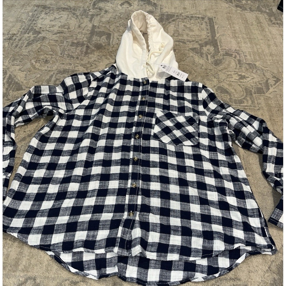 New Time Tru Button Down Flannel Shirt Plaid Long Sleeve‎ Womens Sz Large 12-14